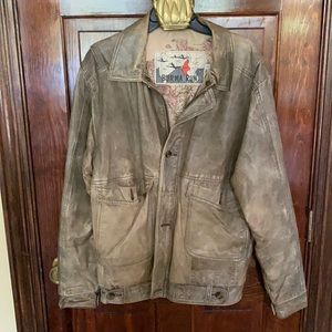 Military color leather, distress look Men,44